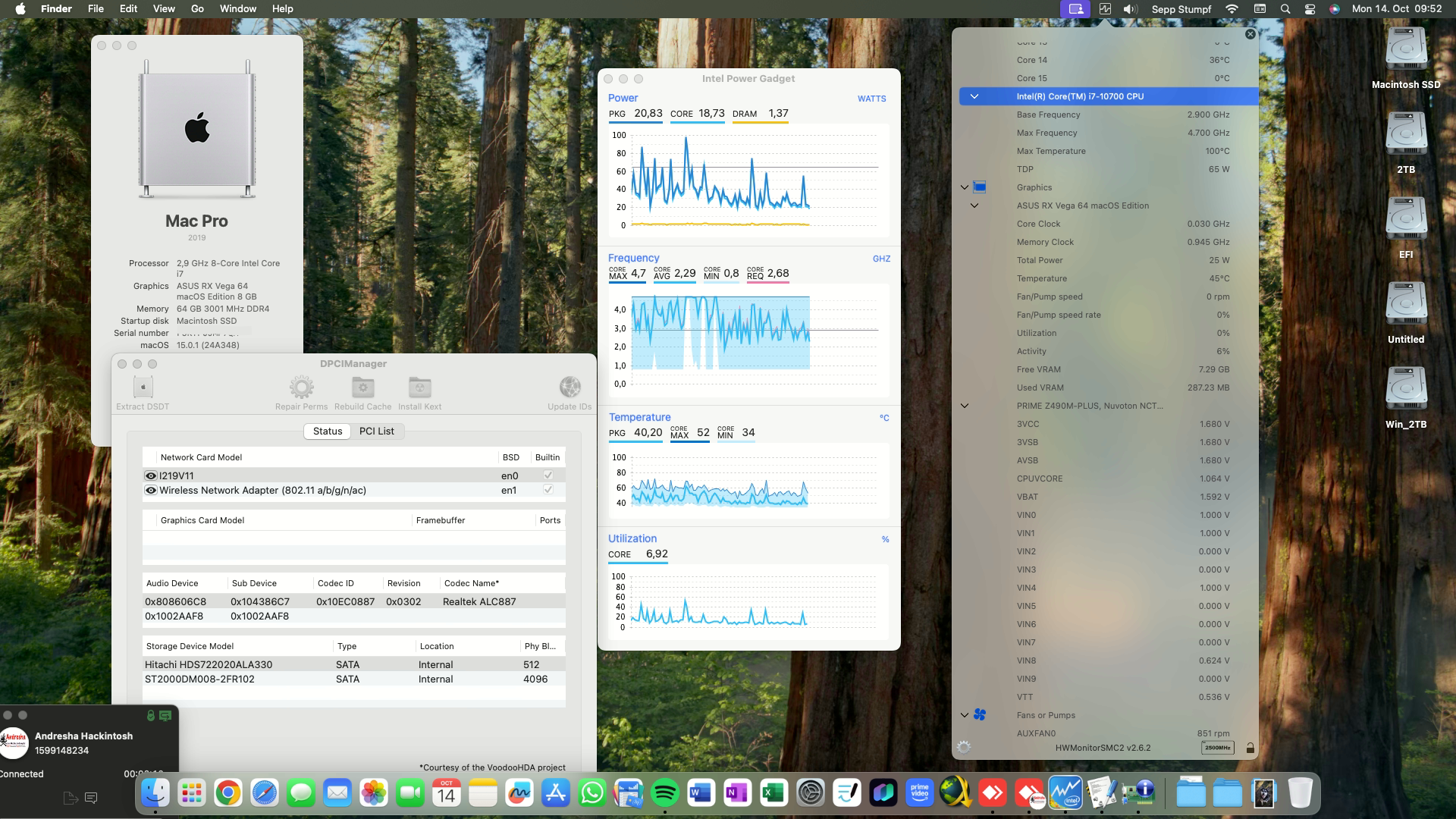 Success Hackintosh macOS Sequoia 15.0.1 Build 24A348 in Asus Prime Z490M-Plus + Intel Core i7 10700 + Asus RX Vega 64